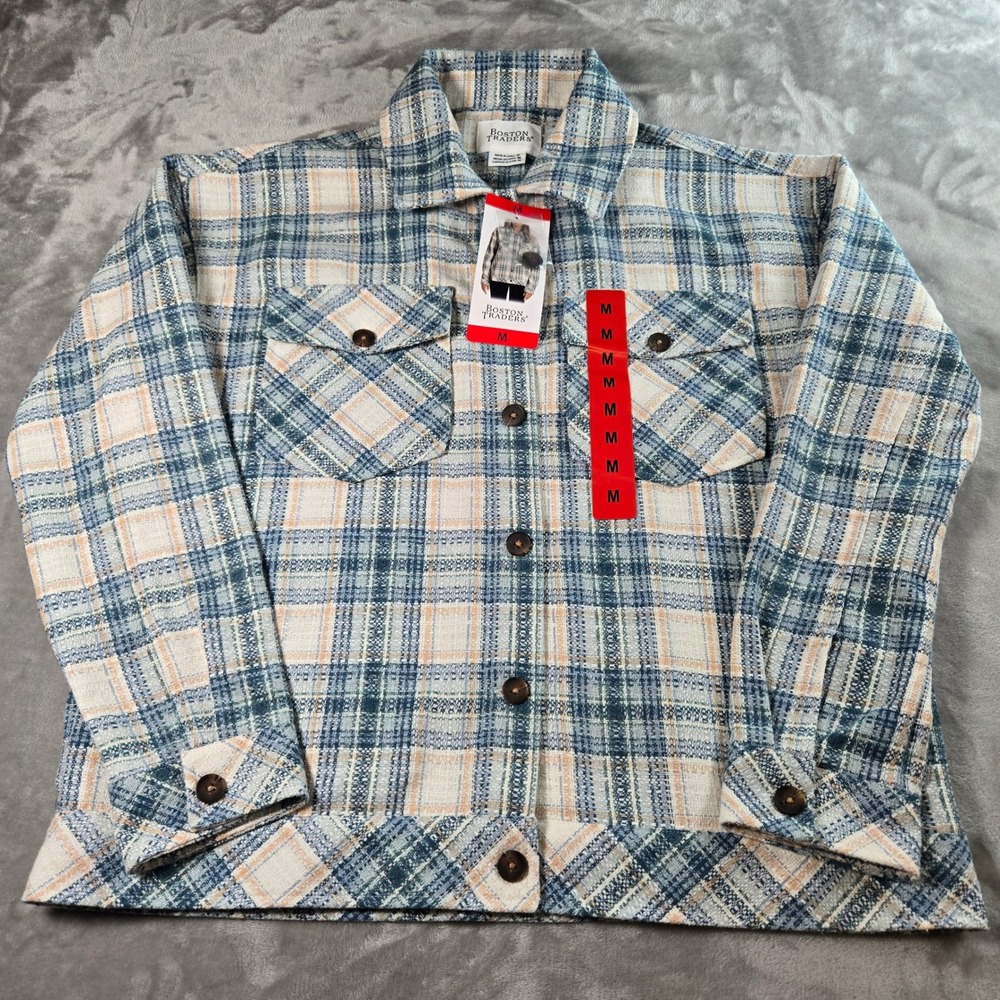Boston Traders Women‎ Plaid Flannel Shirt Jacket Shacket Button Down Size M